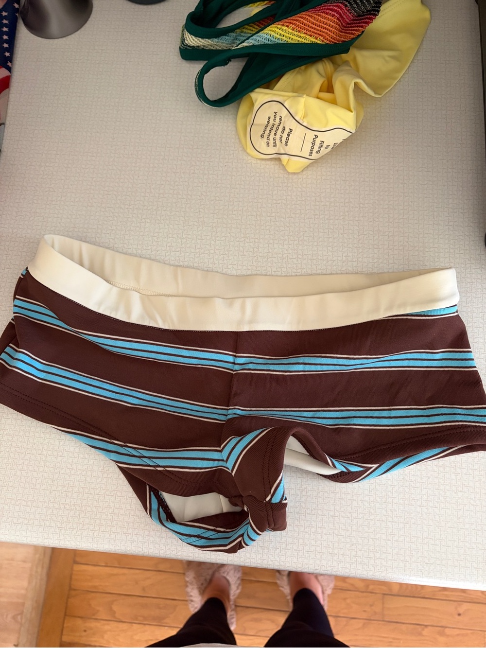 Seamolly striped contrast Women’s binding cheeky boyshorts bikini
